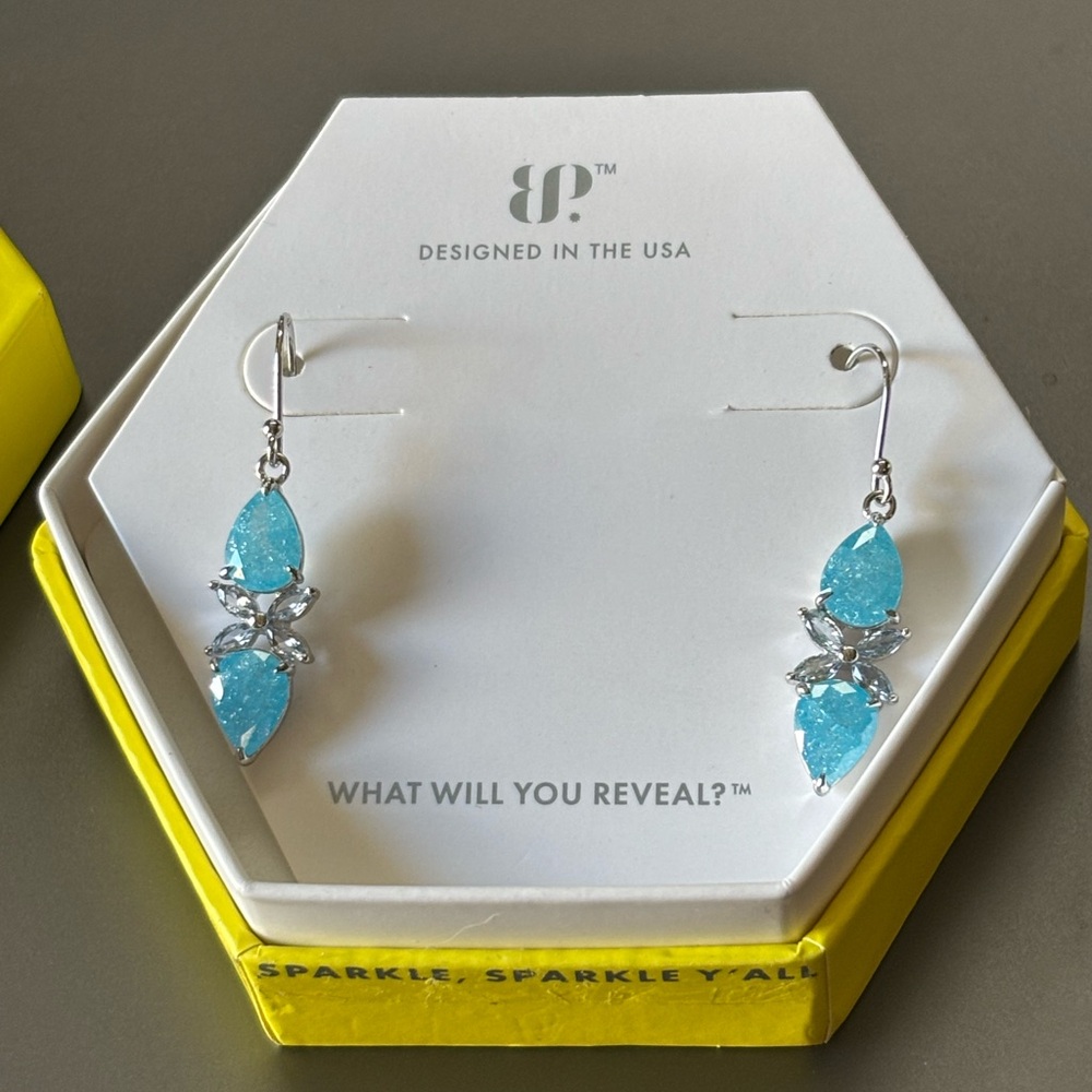 Blue and Silver Gemstone Earrings with Minimalist Design